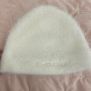 Bebe Ivory Fuzzy Beanie